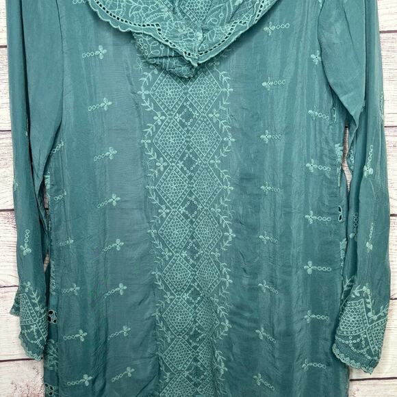 Johnny Was Open Eyelet Hooded Light Jacket Cover Up Size Small New - Picture 12 of 13